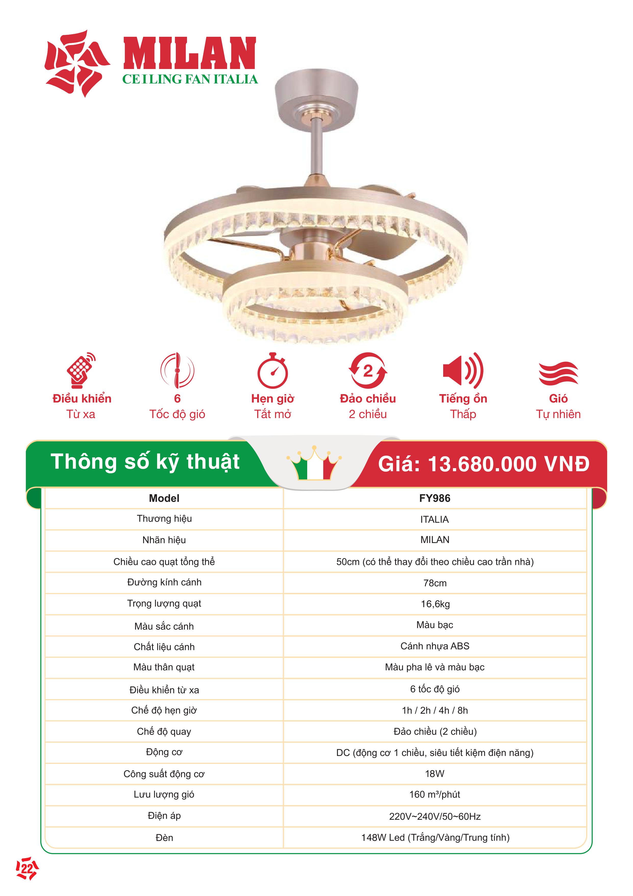 Quạt Trần FENGYE-MILAN FY986