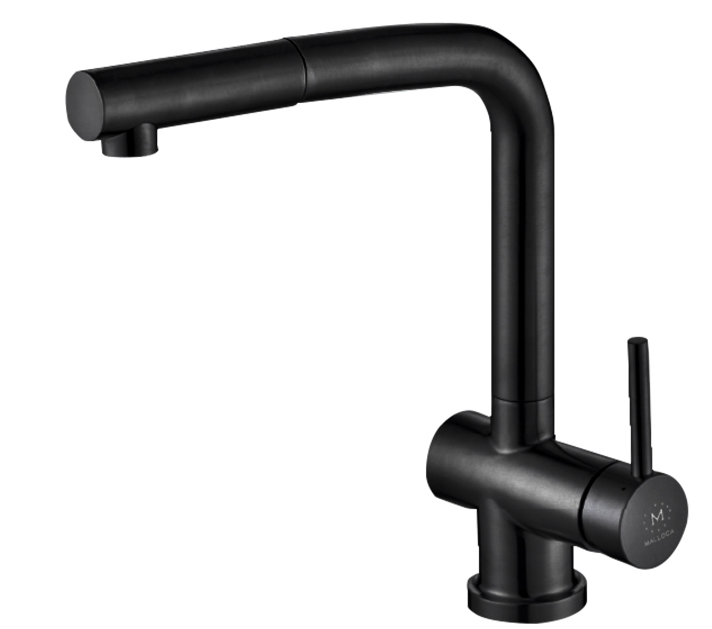 Vòi Nóng Lạnh Dây Rút Đen Mờ Malloca K103BL
