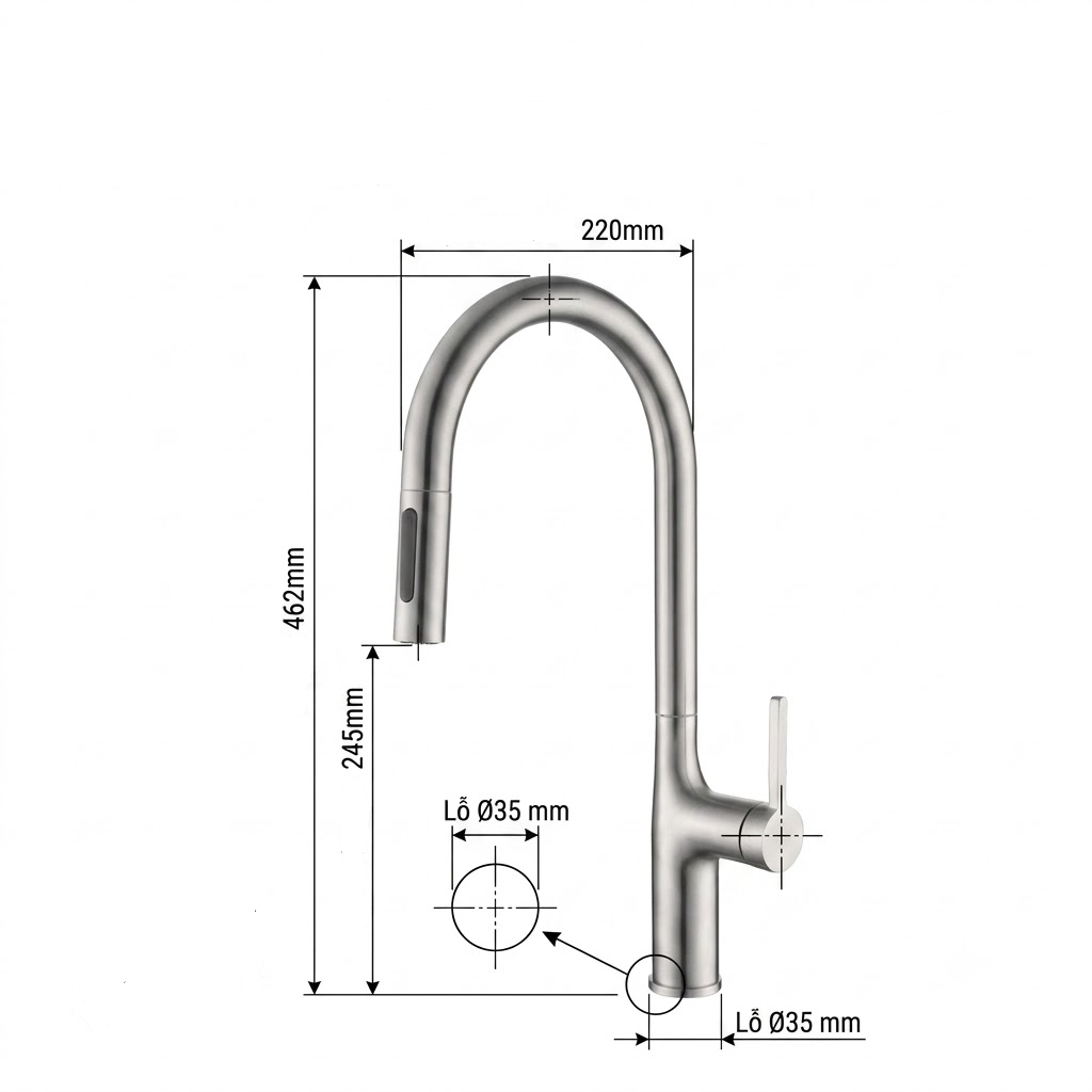 Vòi rửa bát Kocher S304