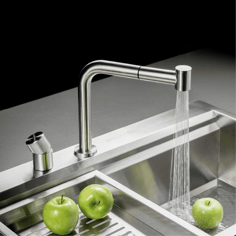 Vòi nóng lạnh dây rút inox 304 Malloca LuxSteel K068PO