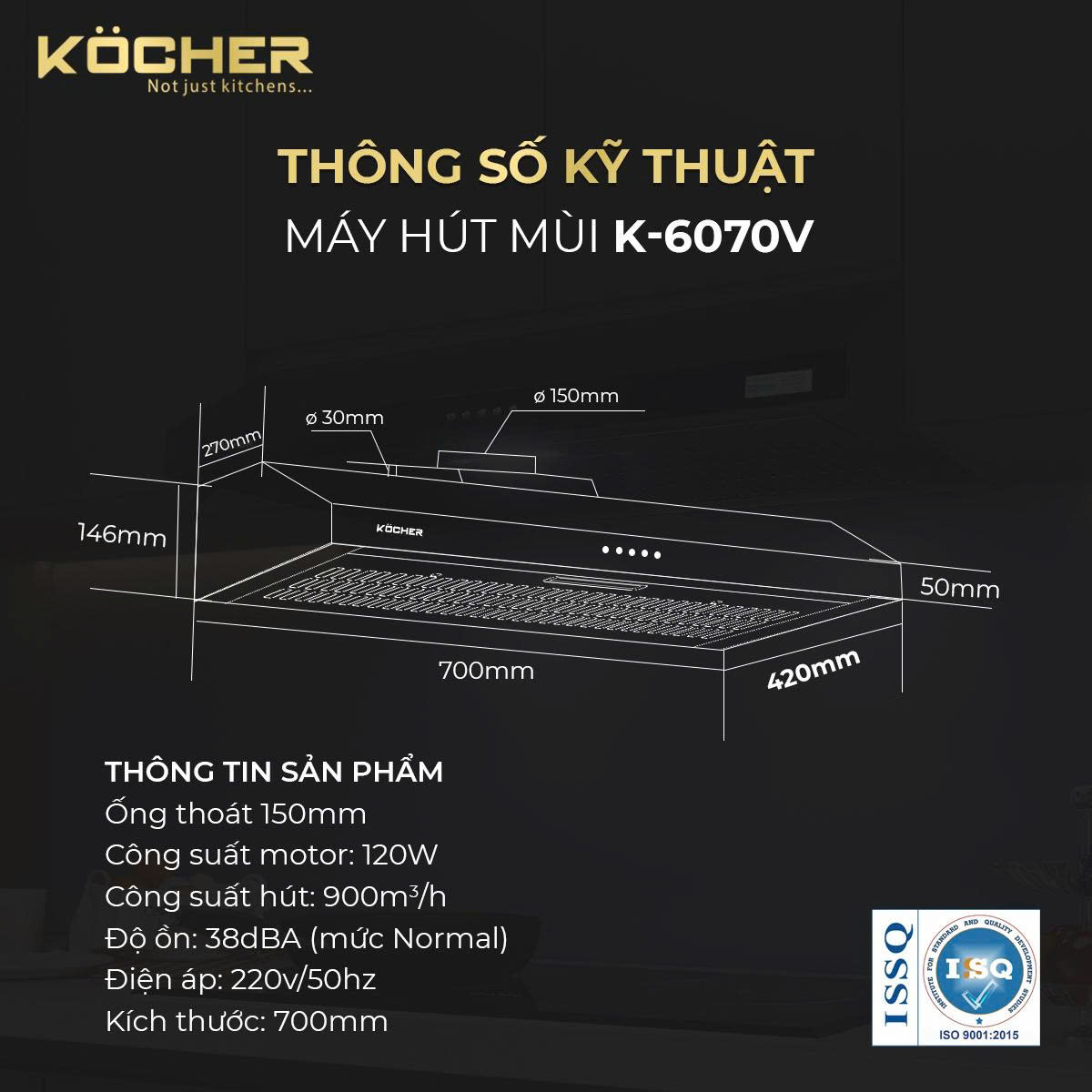 Máy Hút Mùi KOCHER K-6070V