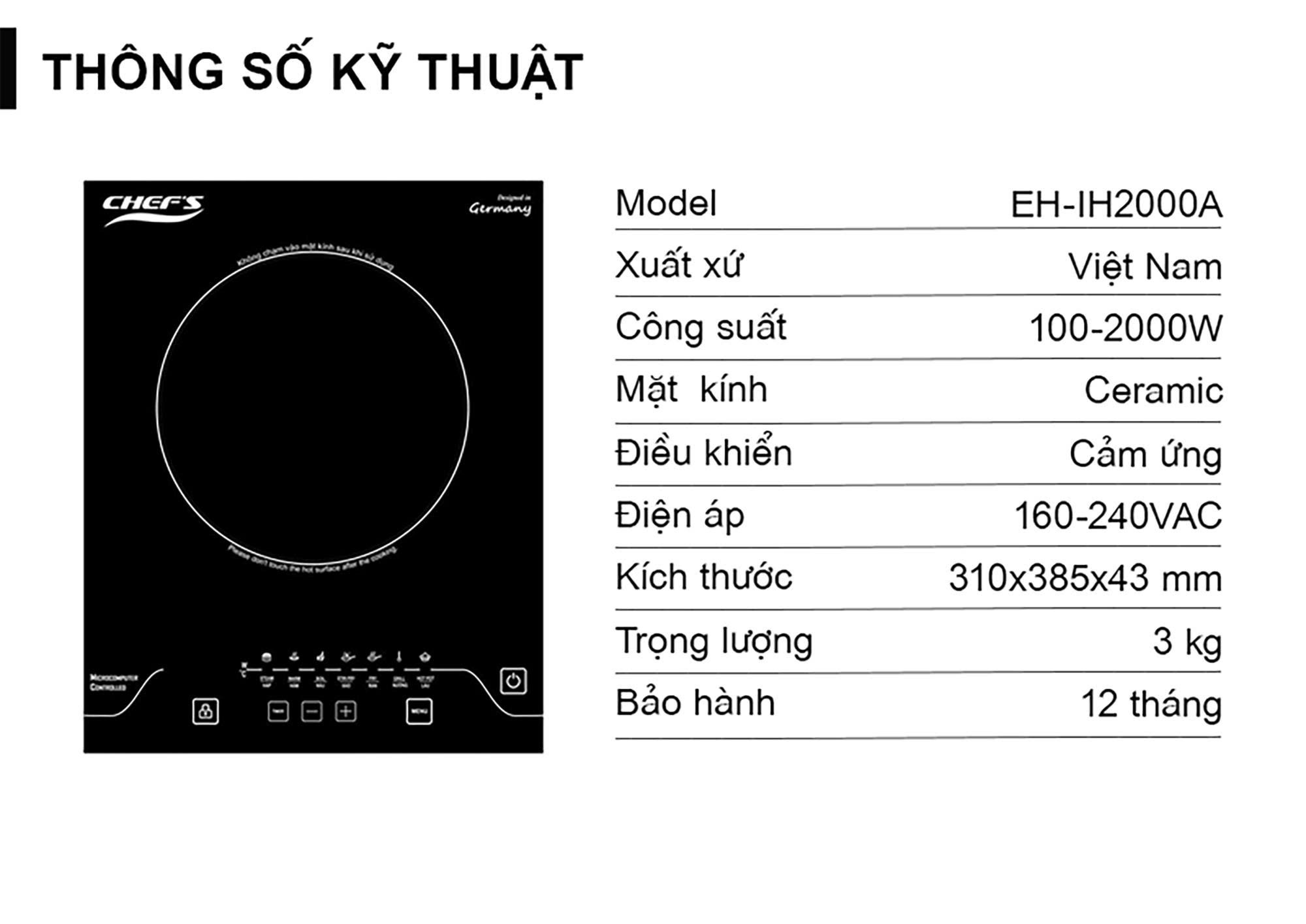 Bếp Từ Chefs EH-IH2000A