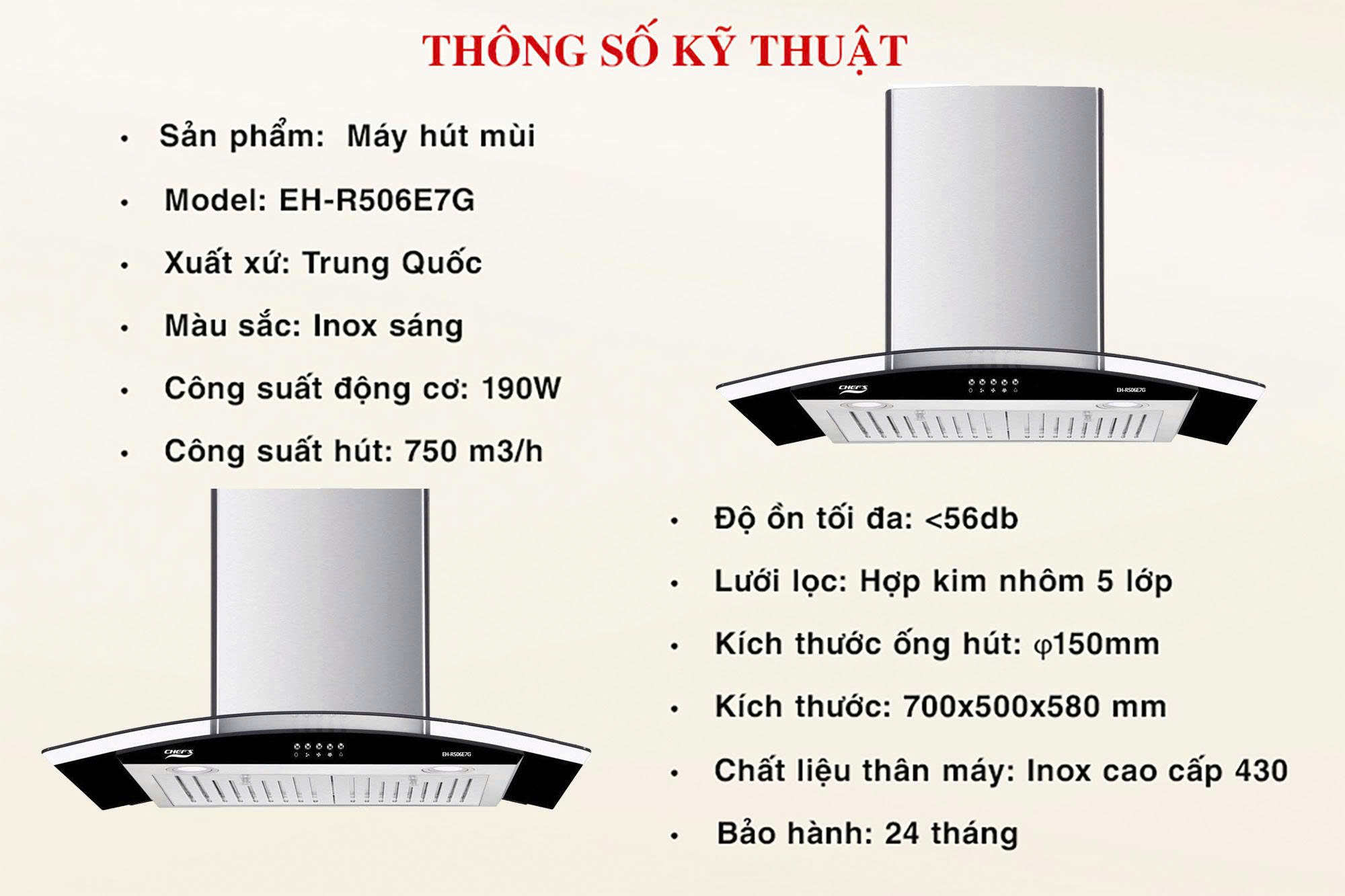 Máy Hút Mùi CHEFS EH-R506E7G