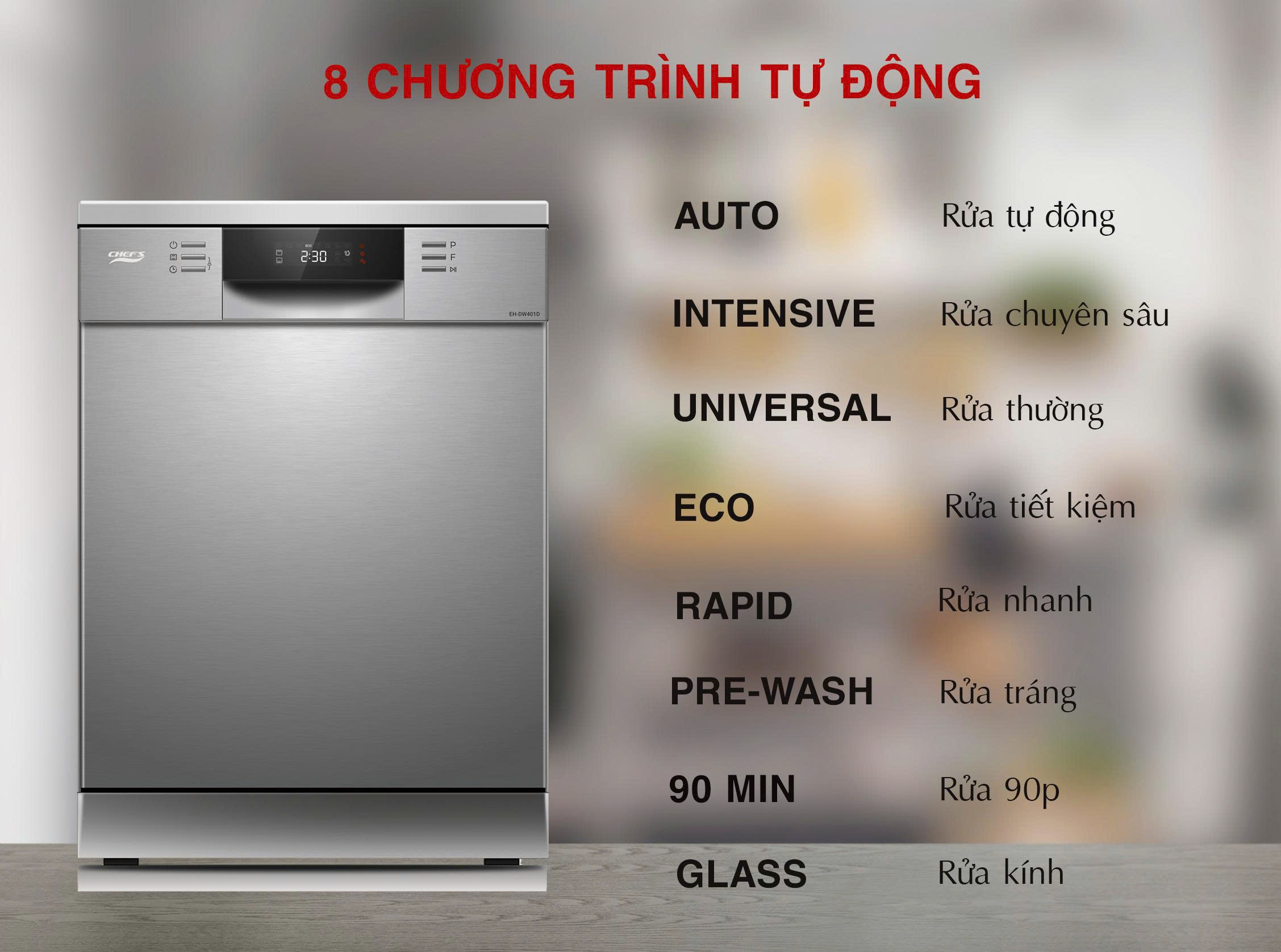 Máy rửa chén CHEFS EH-DW401D