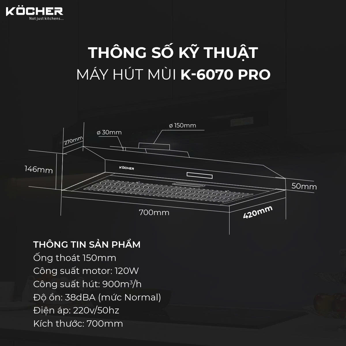 Máy Hút Mùi KOCHER K-6070 Pro