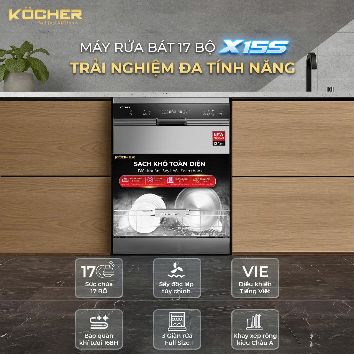 Máy rửa chén KOCHER KDEU-X15S