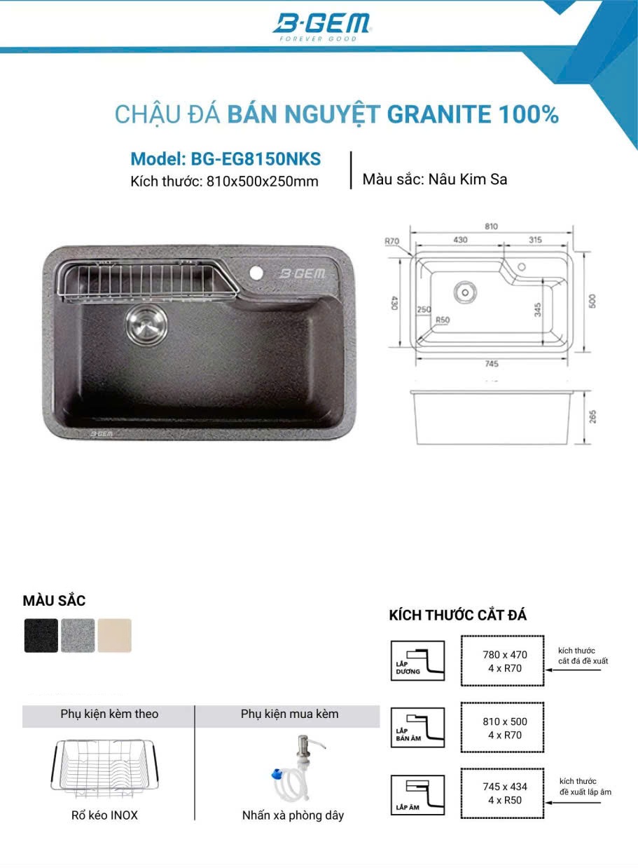 Chậu rửa B-GEM BG-EG8150NKS