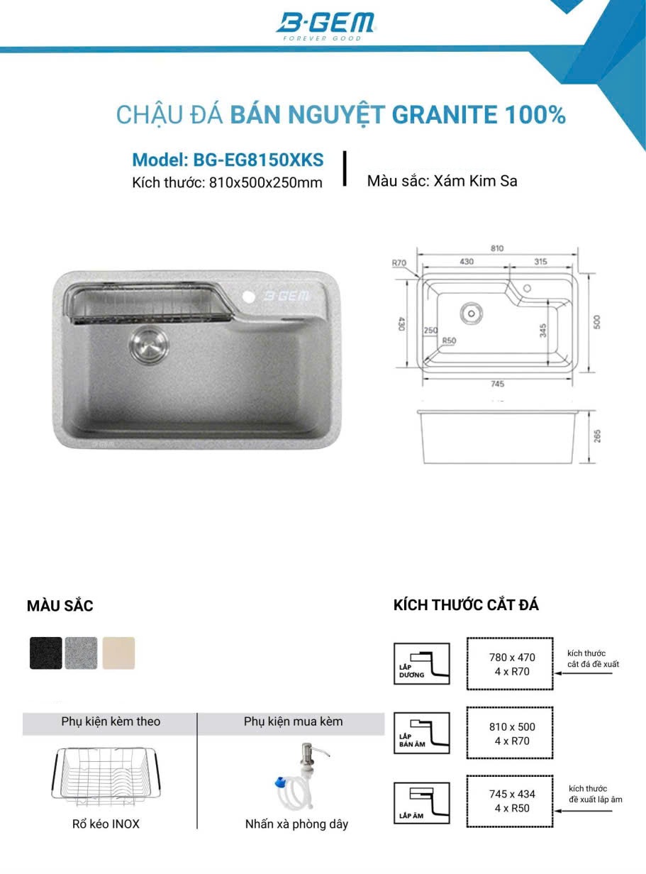 Chậu rửa B-GEM BG-EG8150XKS