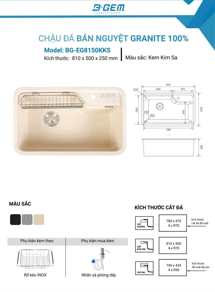 Chậu rửa B-GEM BG-EG8150KKS