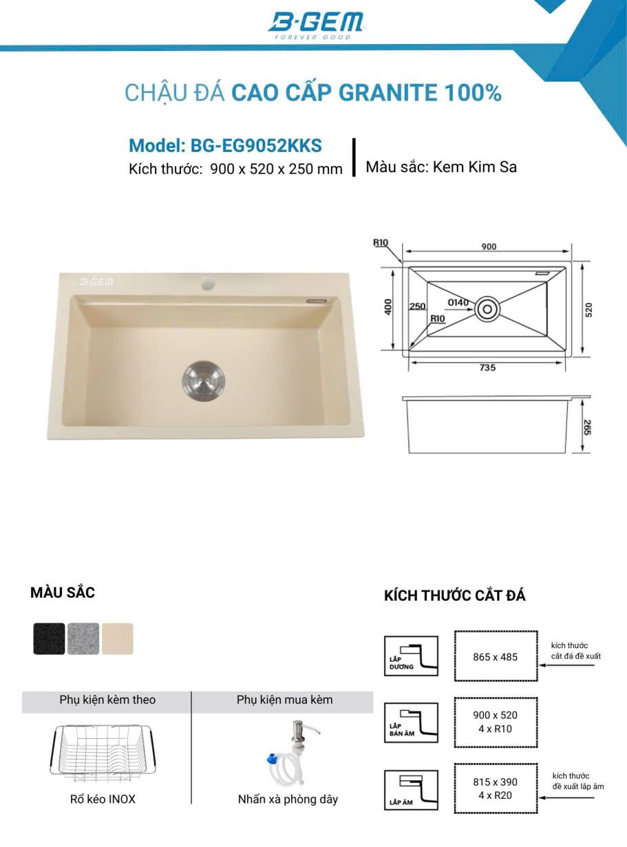 Chậu rửa B-GEM BG-EG9052KKS