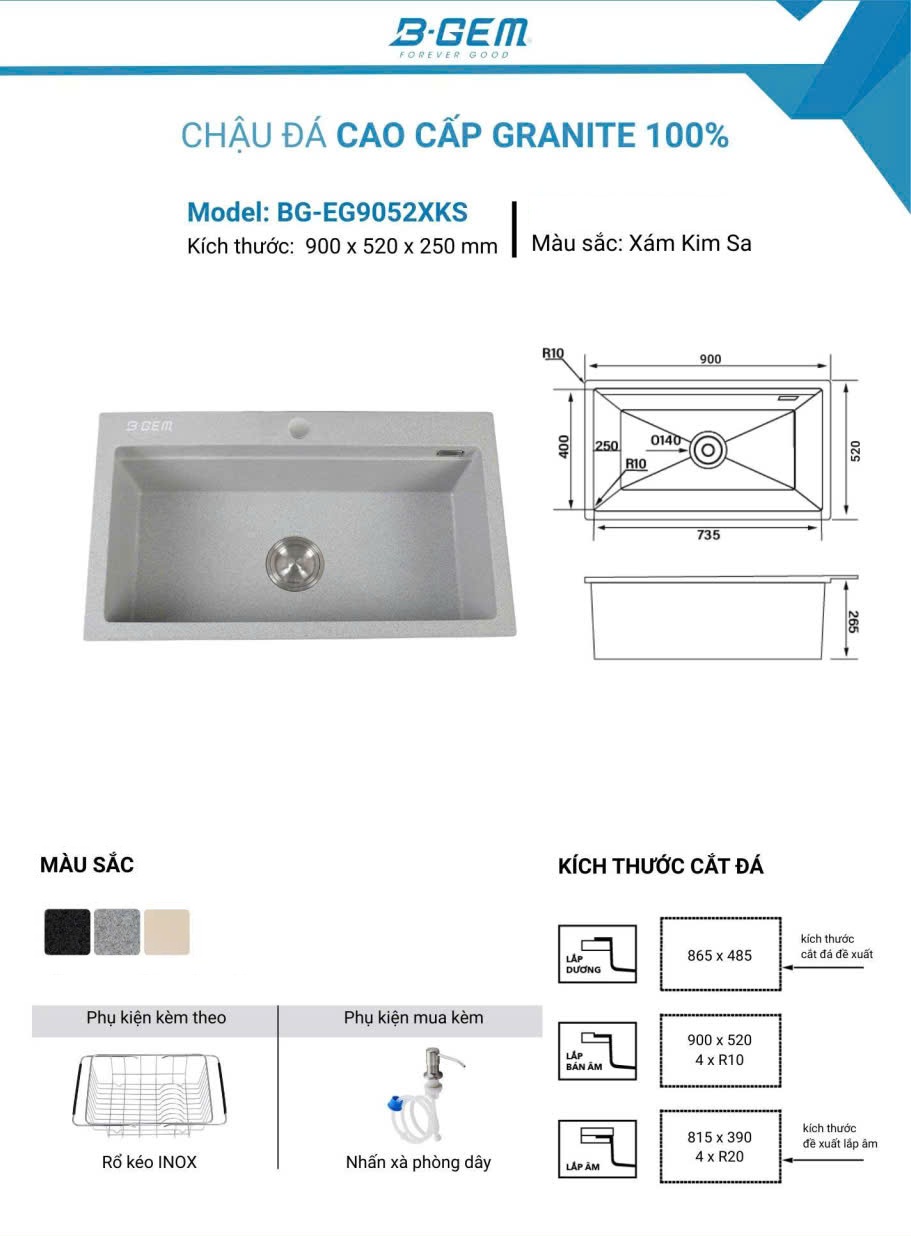 Chậu rửa B-GEM BG-EG9052XKS