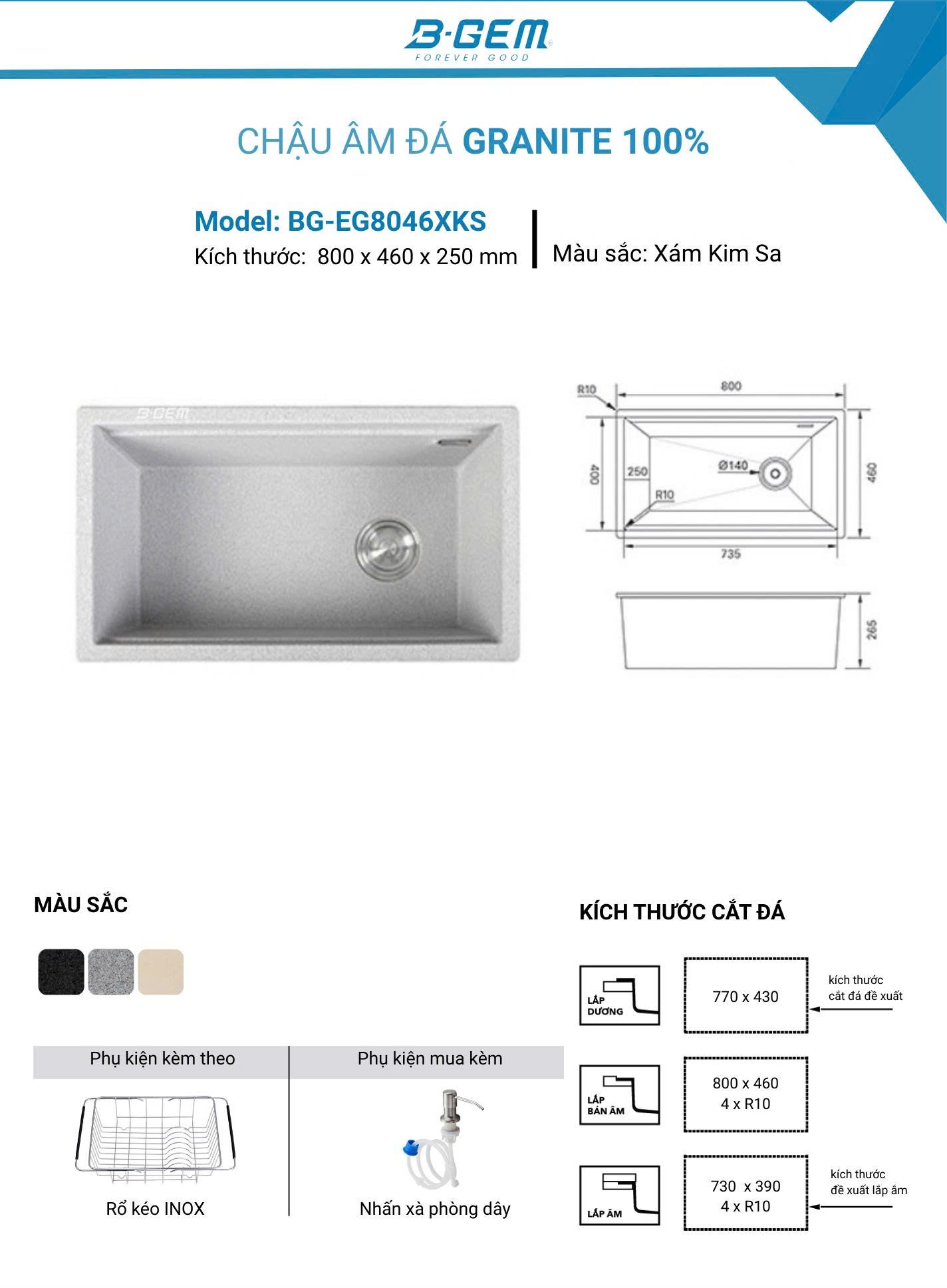 Chậu rửa B-GEM BG-EG80462XKS