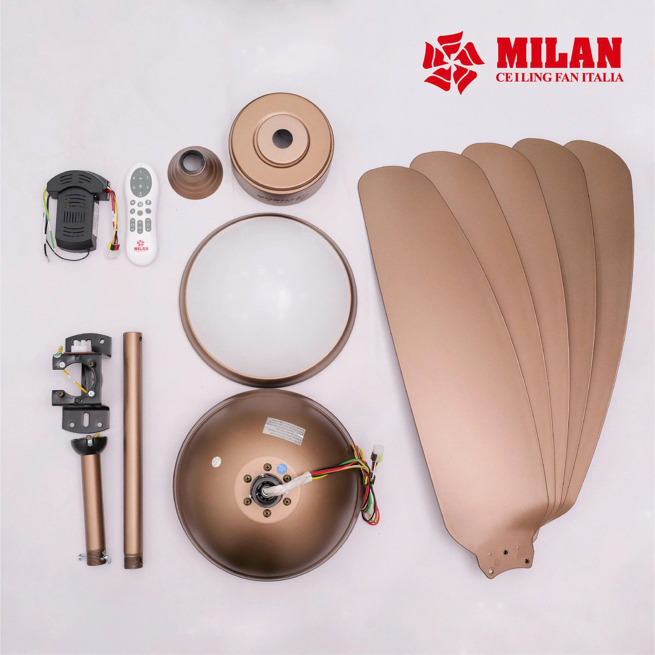 Quạt Trần FENGYE-MILAN FY509 Màu Đồng Cát