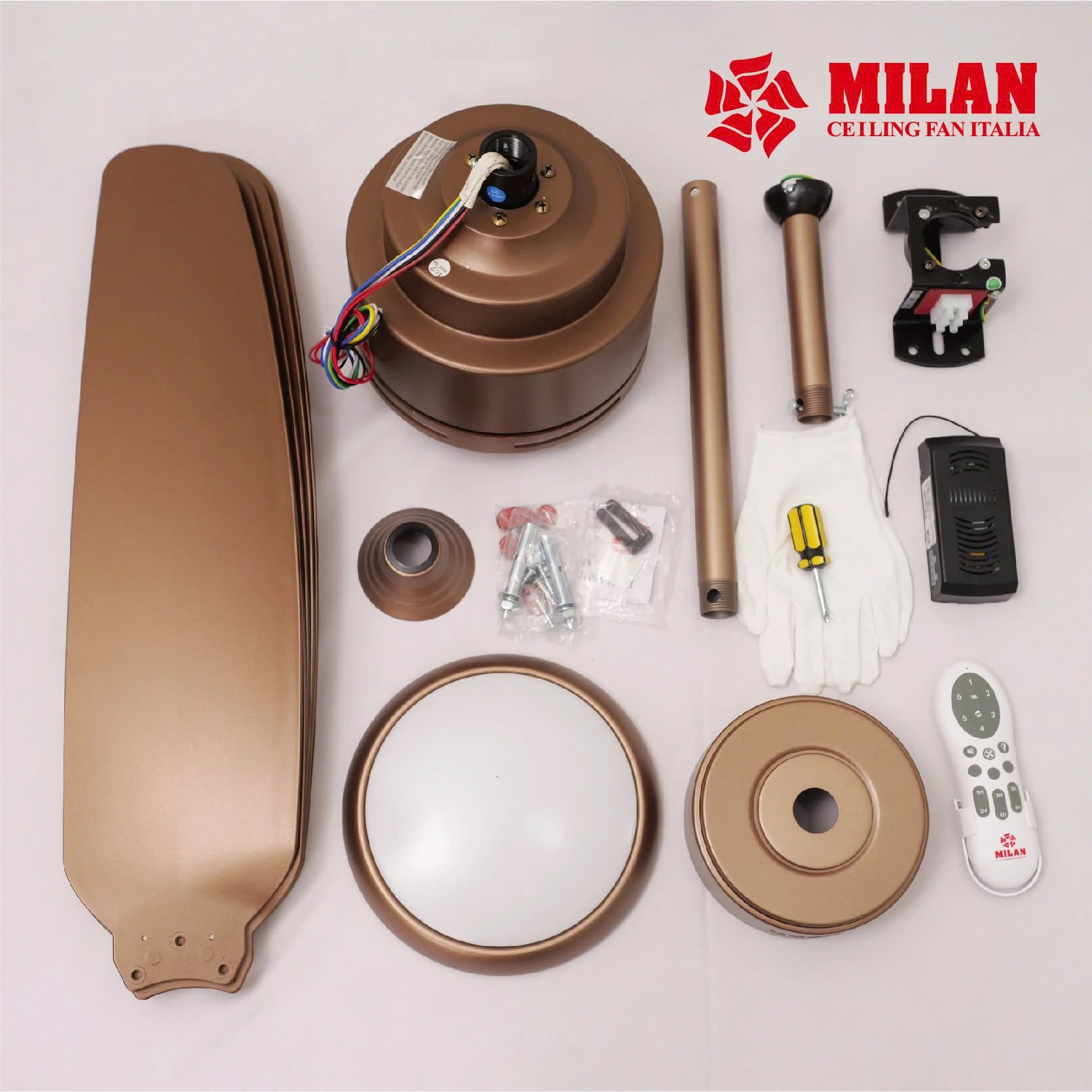 Quạt Trần FENGYE-MILAN FY568 Màu Đồng Cát 1,06m
