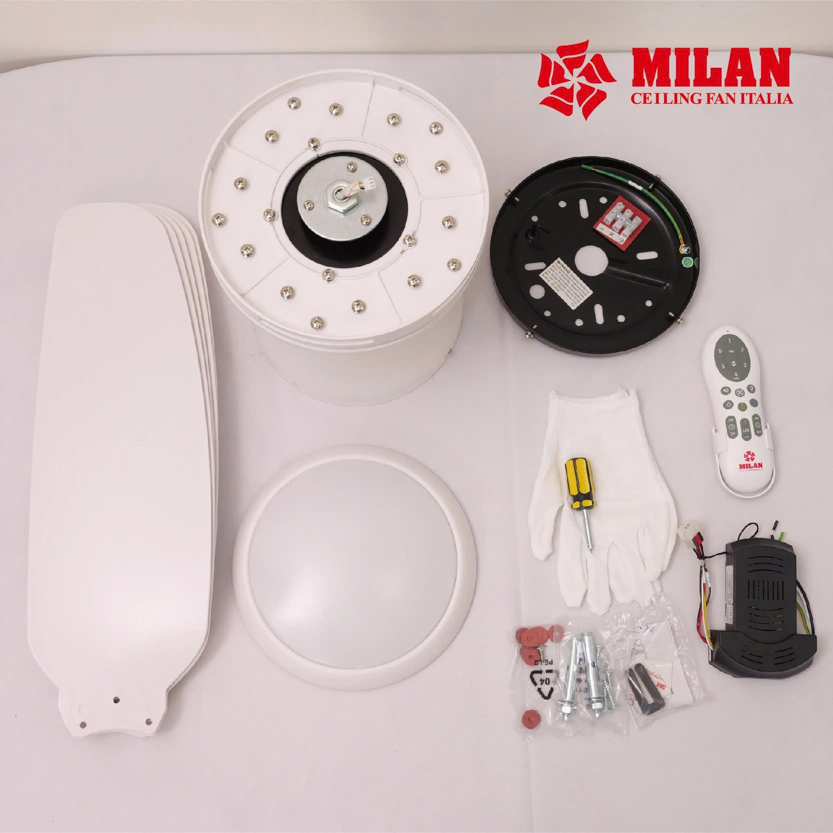 Quạt Trần FENGYE-MILAN FY588 Màu Trắng 1,06m
