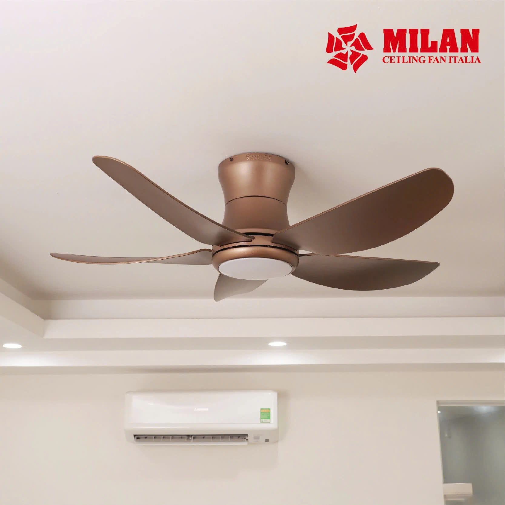 Quạt Trần FENGYE-MILAN FY588 Màu Đồng Cát 1,06m