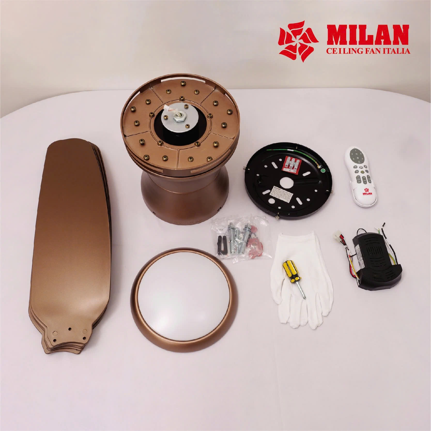 Quạt Trần FENGYE-MILAN FY588 Màu Đồng Cát 1,06m
