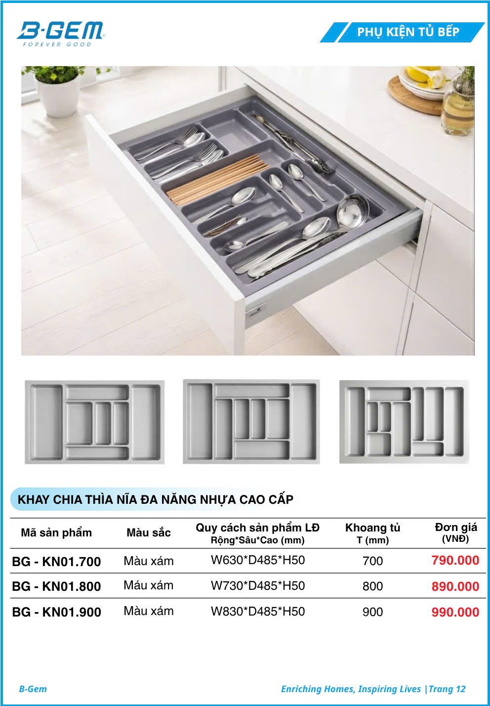 Khay Chia Thìa Nĩa B-gem BG-KN01.700 | KN01.800 | KN01.900