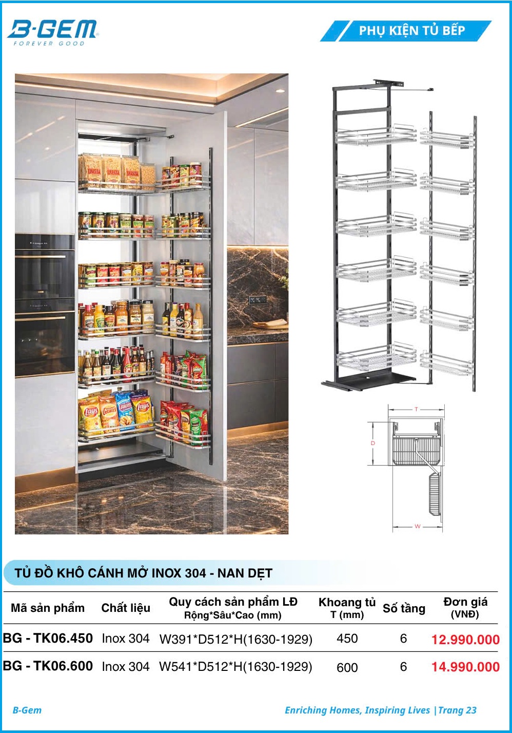 Tủ Đồ Khô Cánh Mở B-gem BG-TK06.450 | TK06.600