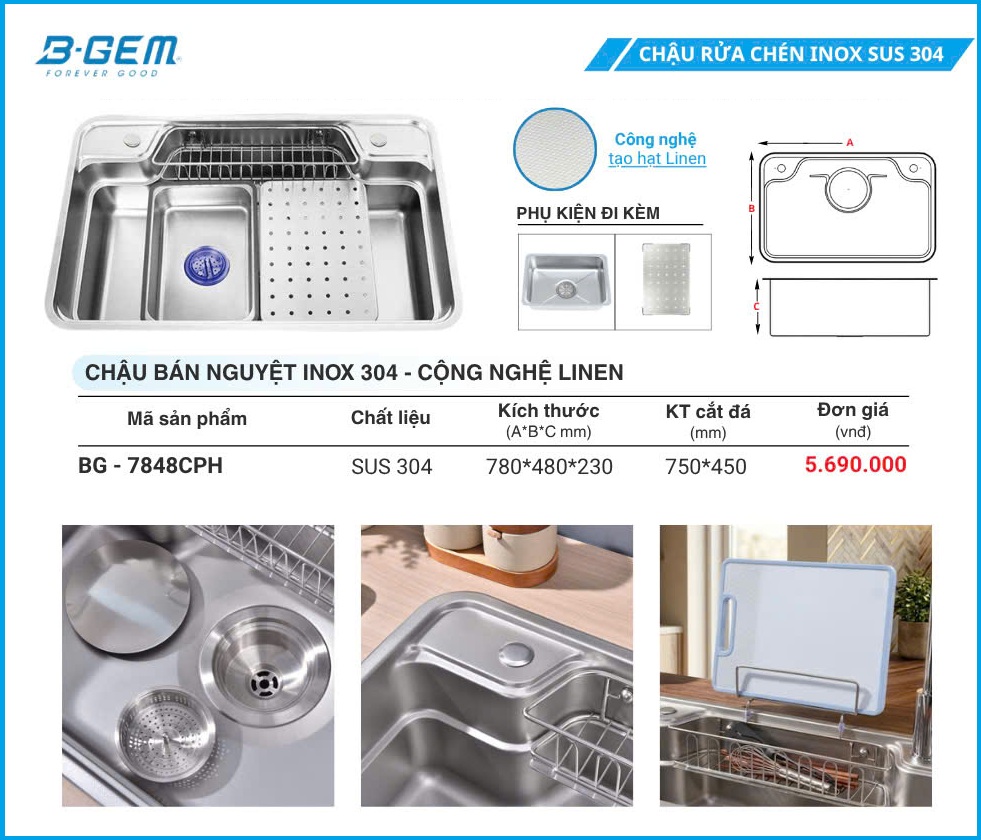 Chậu Rửa B-GEM BG-7848CPH
