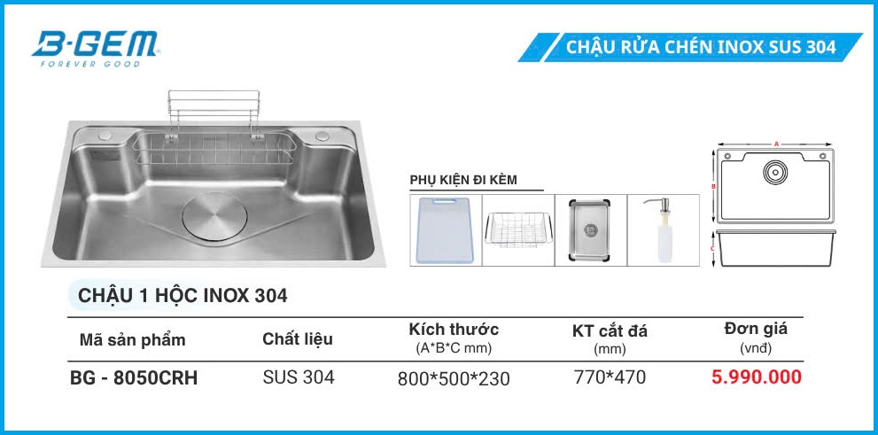 Chậu Rửa B-GEM BG-8050CRH