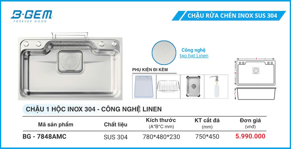 Chậu Rửa B-GEM BG-7848AMC