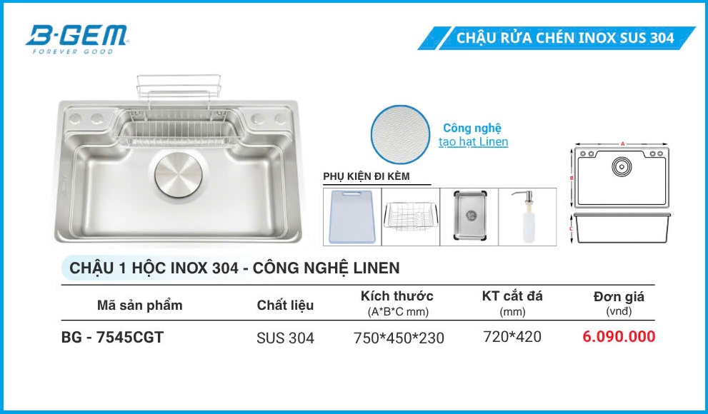Chậu Rửa B-GEM BG-7545CGT