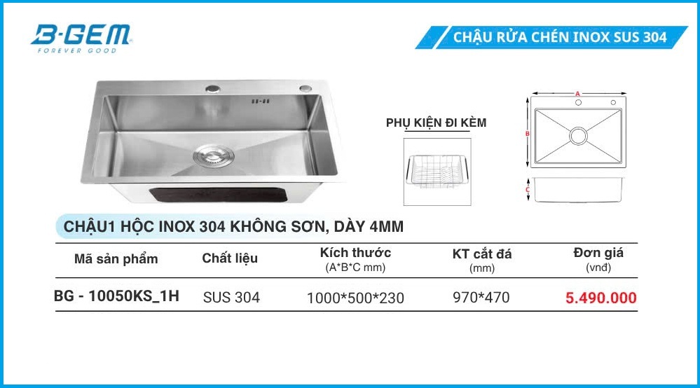 Chậu Rửa B-GEM BG-10050KS_ 1H