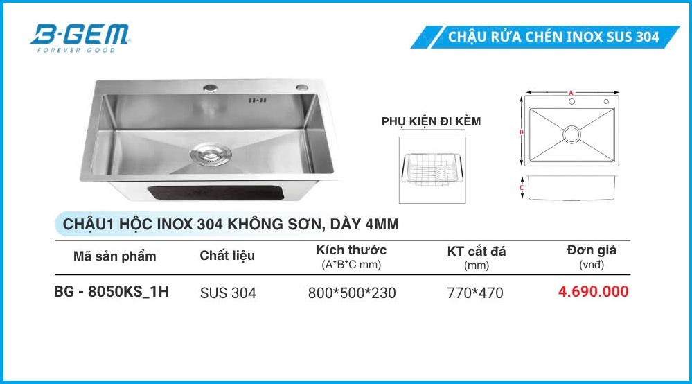 Chậu Rửa B-GEM BG-8050KS_ 1H
