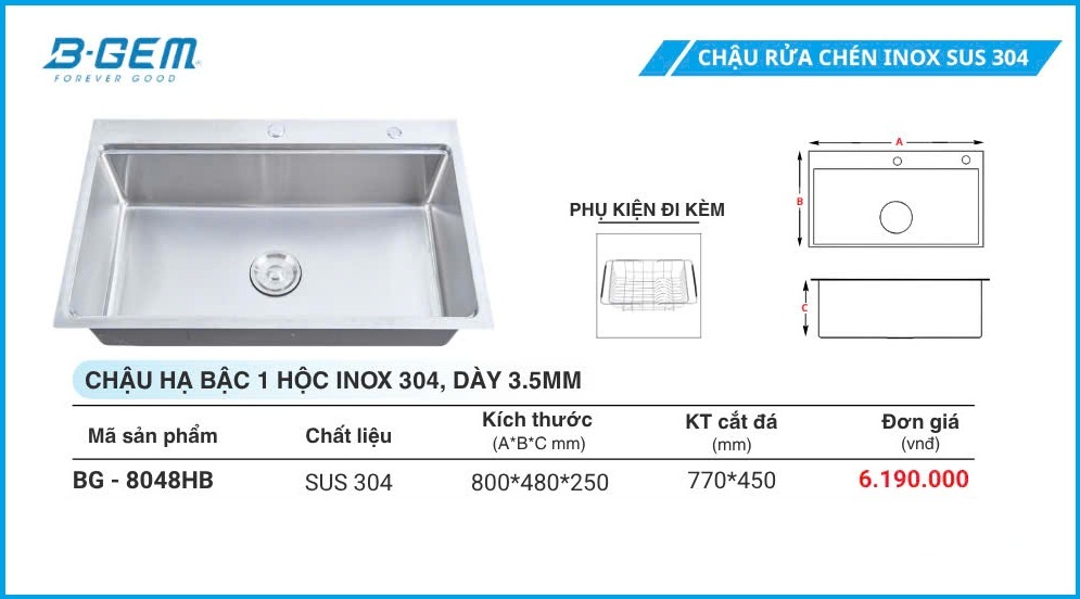 Chậu Rửa B-GEM BG-8048HB
