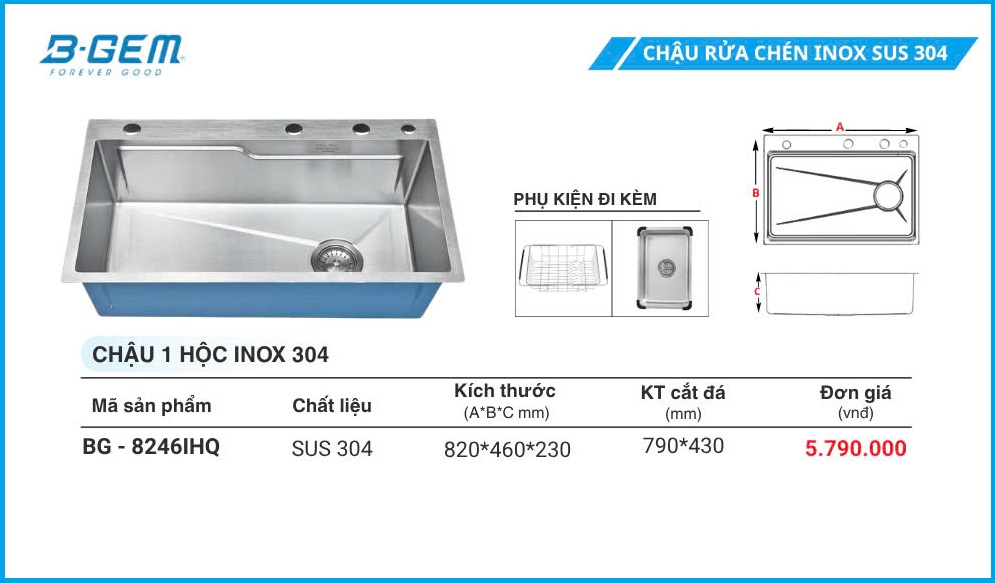 Chậu Rửa B-GEM BG-8246IHQ