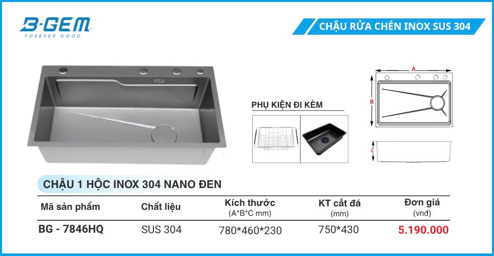 Chậu Rửa B-GEM BG-7846HQ