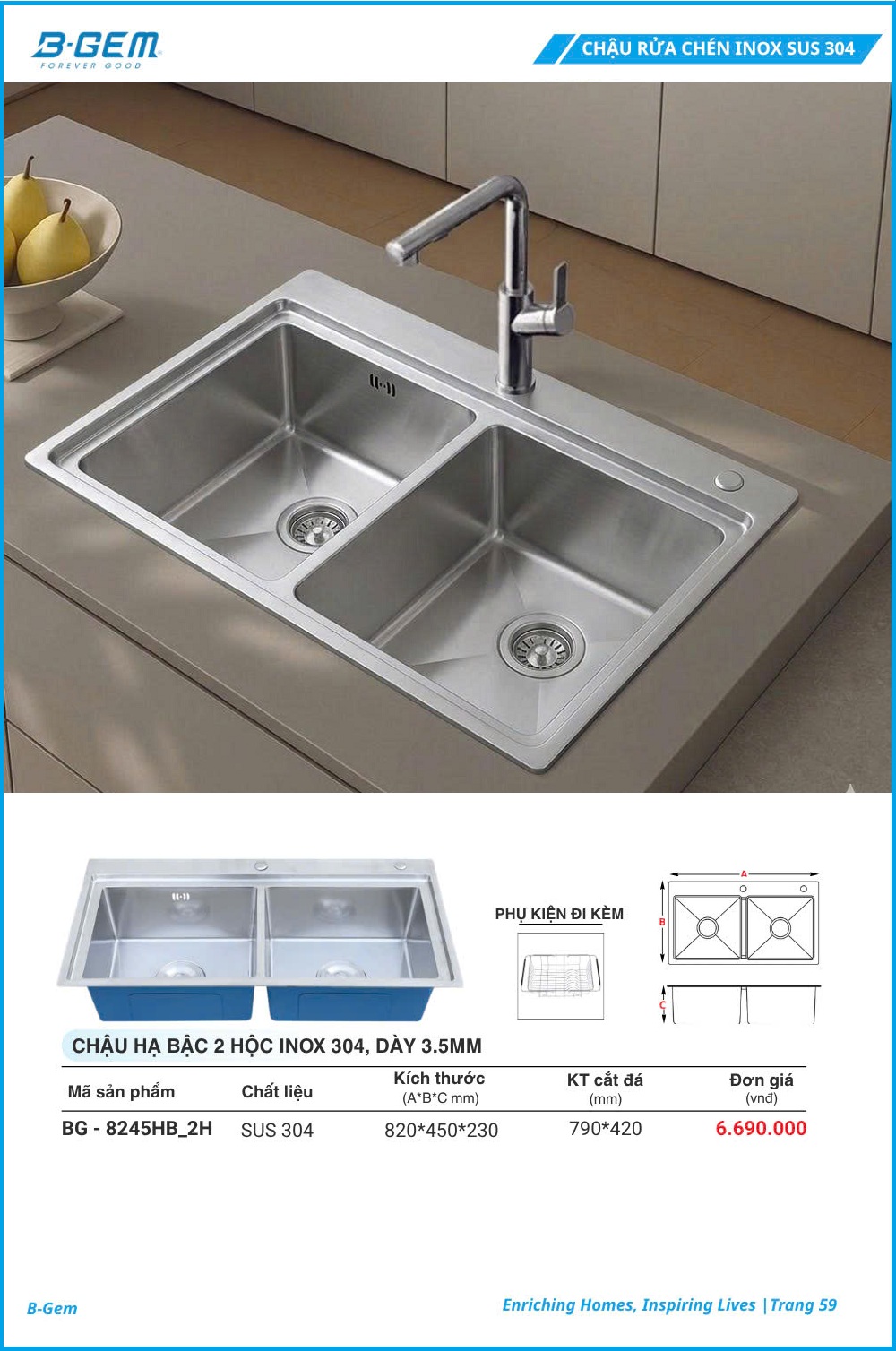 Chậu Rửa B-GEM BG-8245HB_2H
