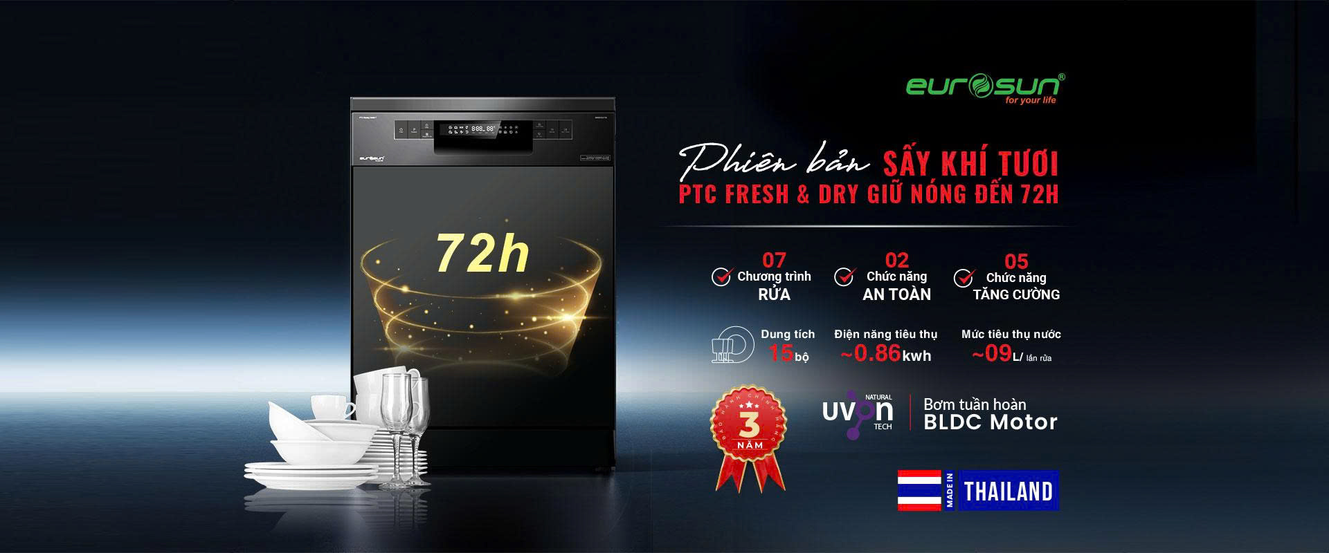 Máy Rửa Chén Eurosun SMS81EU71B