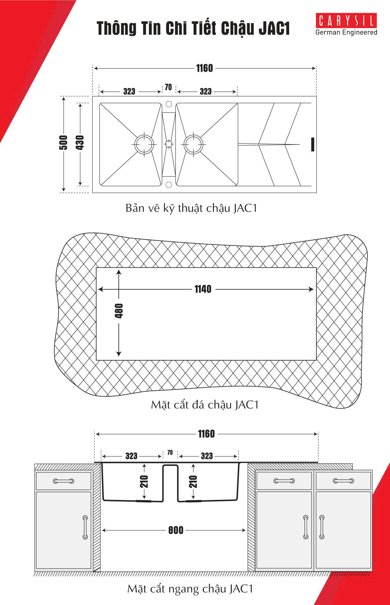 Chậu rửa Carysil JAC1-18
