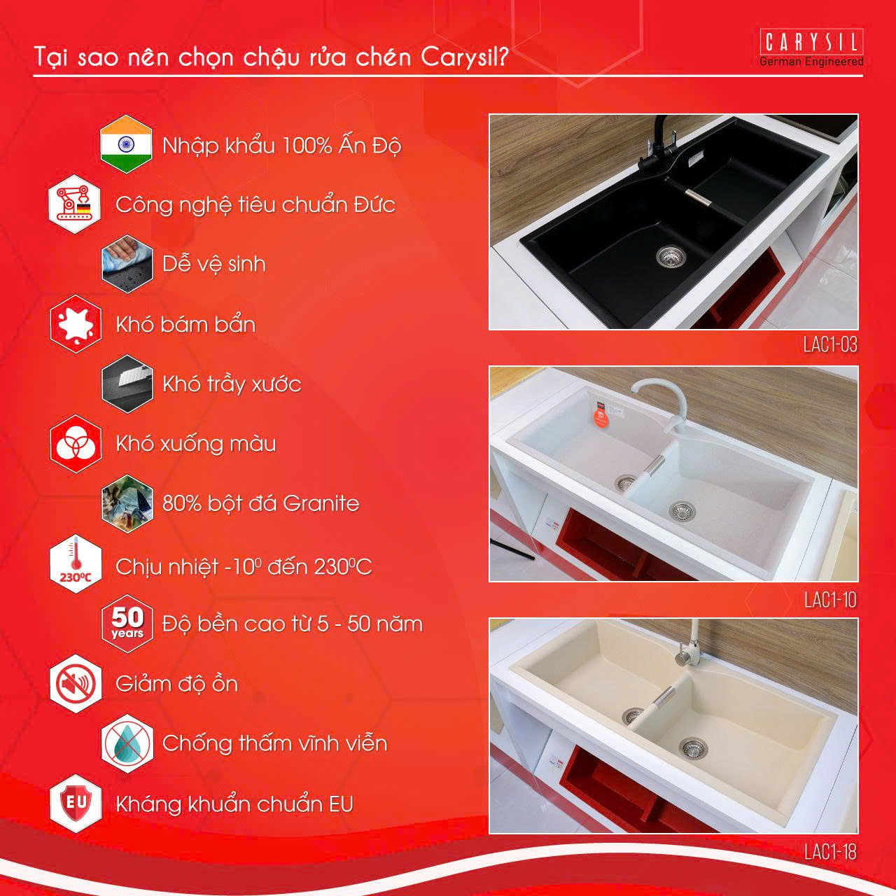 Chậu rửa Carysil LAC1-03