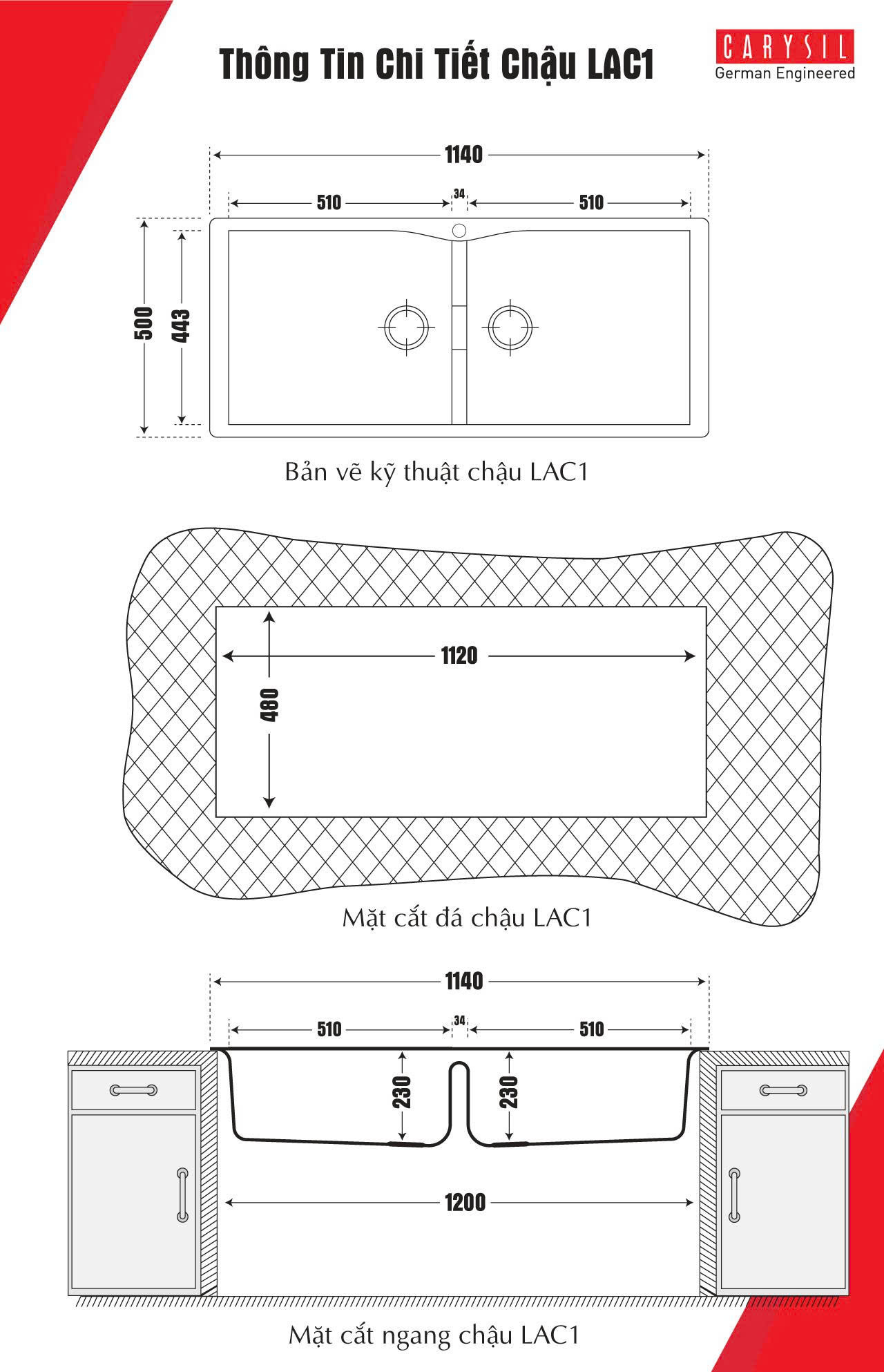 Chậu rửa Carysil LAC1-03