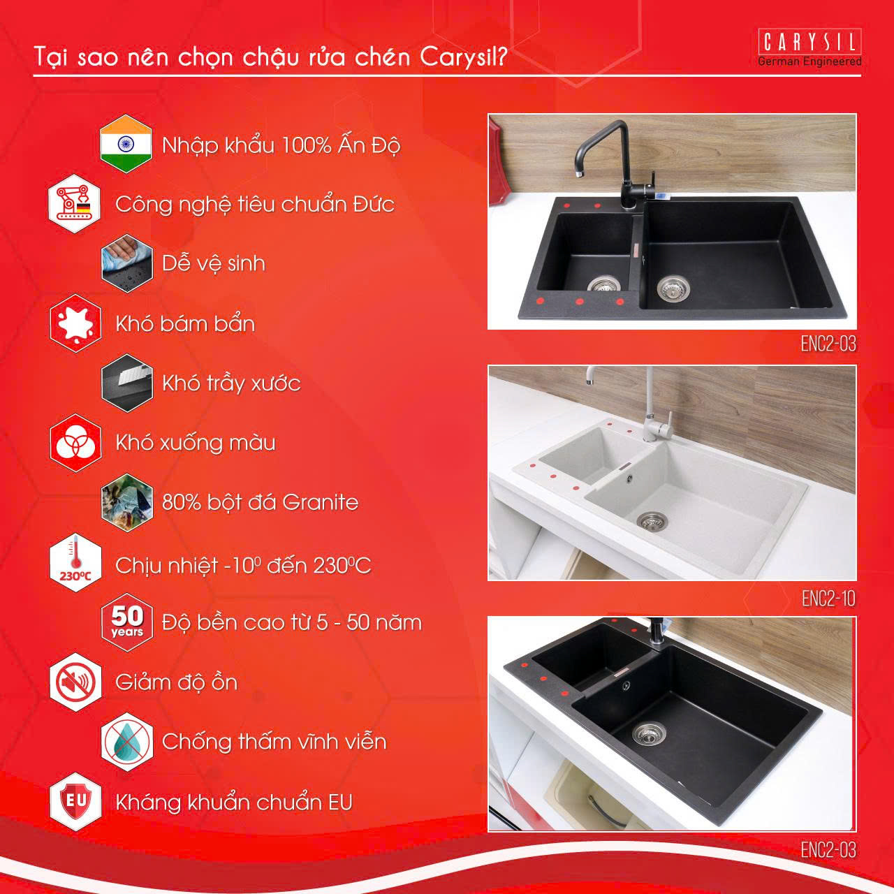 Chậu rửa Carysil ENC2-03