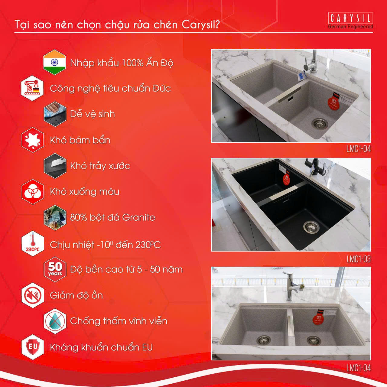 Chậu rửa Carysil LMC1-03