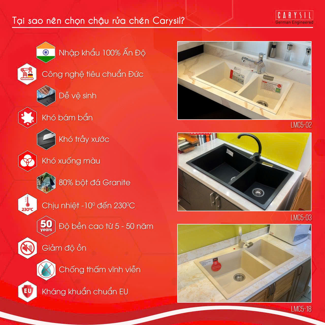 Chậu rửa Carysil LMC5-02