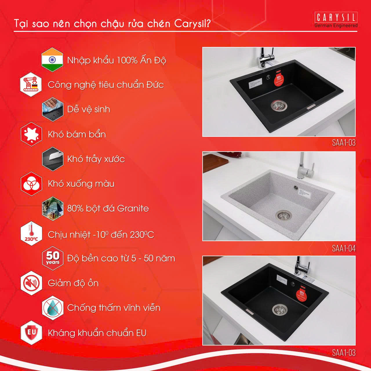 Chậu rửa Carysil SAA1-03