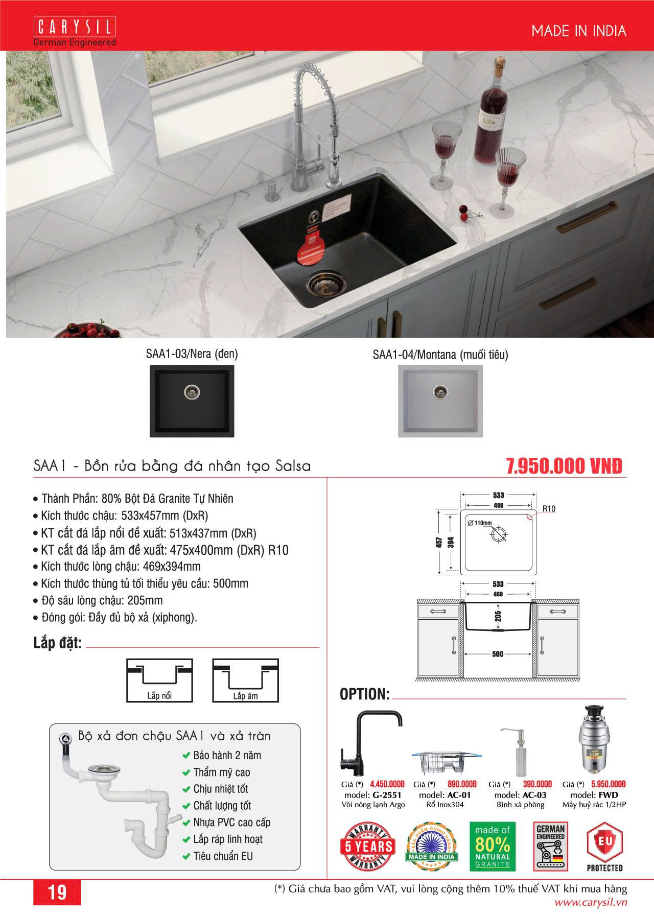 Chậu rửa Carysil SAA1-03