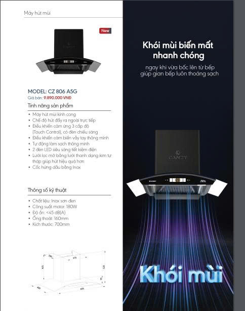 Hút Mùi Canzy CZ-806A 5G