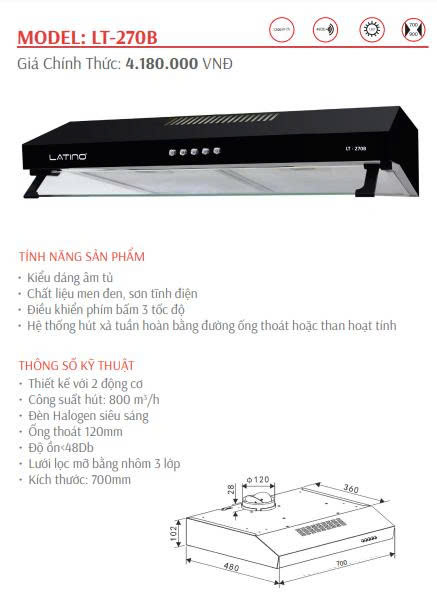 MÁY HÚT MÙI ÂM TỦ LT-270B
