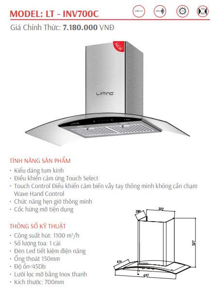 Máy Hút Mùi LATINO LT-INV700C