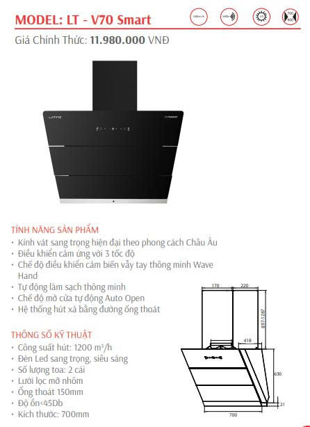 Máy hút mùi LATINO LT-V70 Smart
