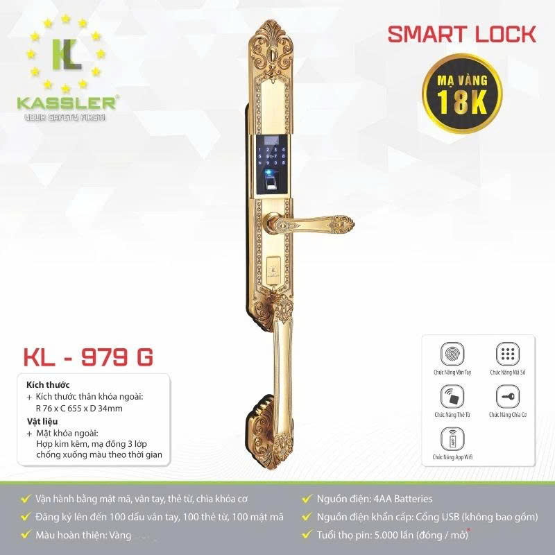 Khóa Cửa Đại Sảnh Kassler KL-979G APP