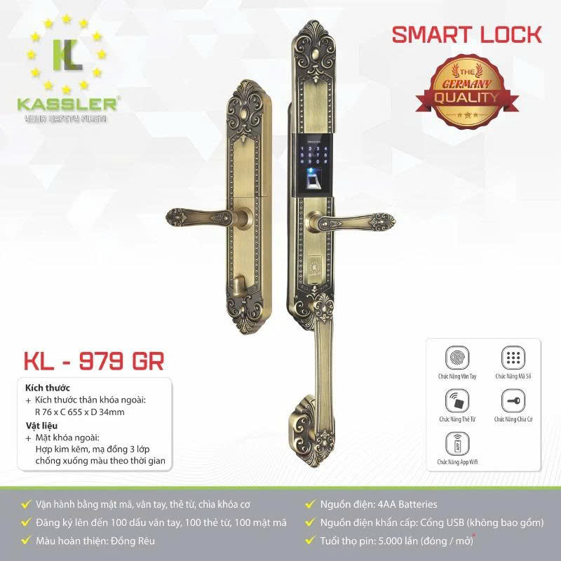 Khóa Cửa Đại Sảnh Kassler KL-979GR APP