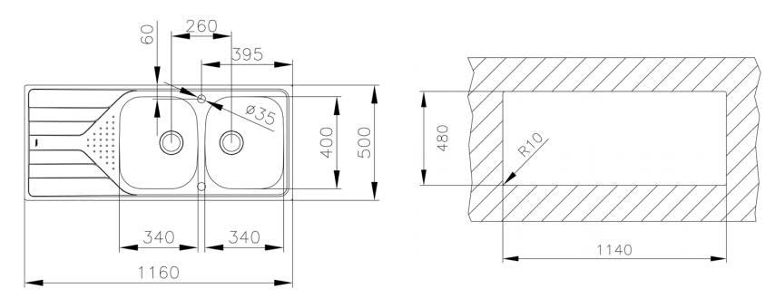Chậu rửa  UNIVERSE 80 T-XP 2B 1D REV 3½