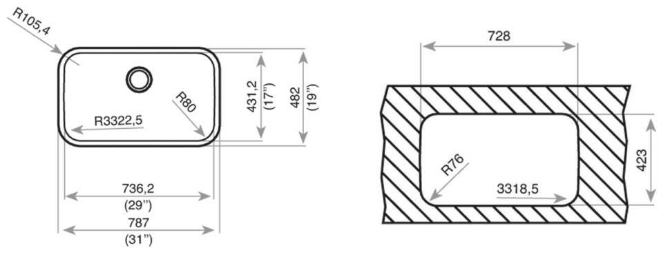 Chậu rửa inox TEKA BE 74.43-20 3½ C/REB